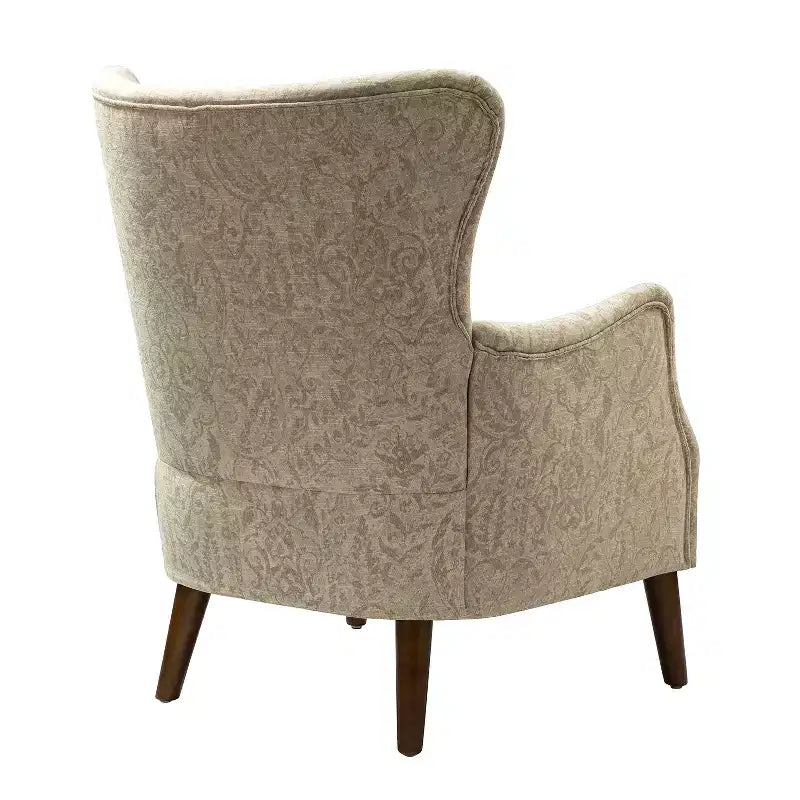 Nikolaus Comfy Living Room Armchair with Floral Fabric Pattern and Wingback| ART OF LIVING DESIGNS