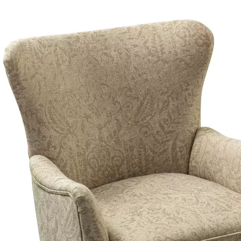 Nikolaus Comfy Living Room Armchair with Floral Fabric Pattern and Wingback| ART OF LIVING DESIGNS