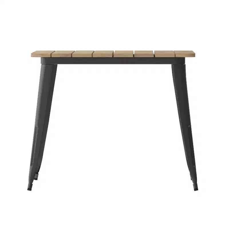 Merrick Lane Indoor/Outdoor Dining Table with Umbrella Hole, 36 Square All Weather Poly Resin Top and Steel Base