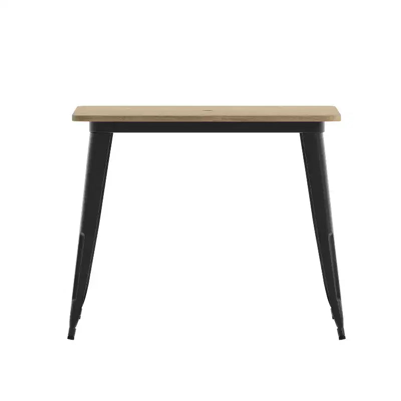 Merrick Lane Indoor/Outdoor Dining Table with Umbrella Hole, 36 Square All Weather Poly Resin Top and Steel Base