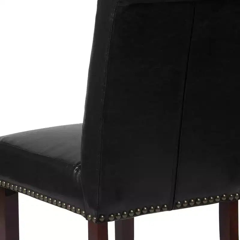 Emma and Oliver 2 PK Upholstered Rolled Back Parson's Chair with Nailhead Trim & Finished Frame with Plastic Floor Glides