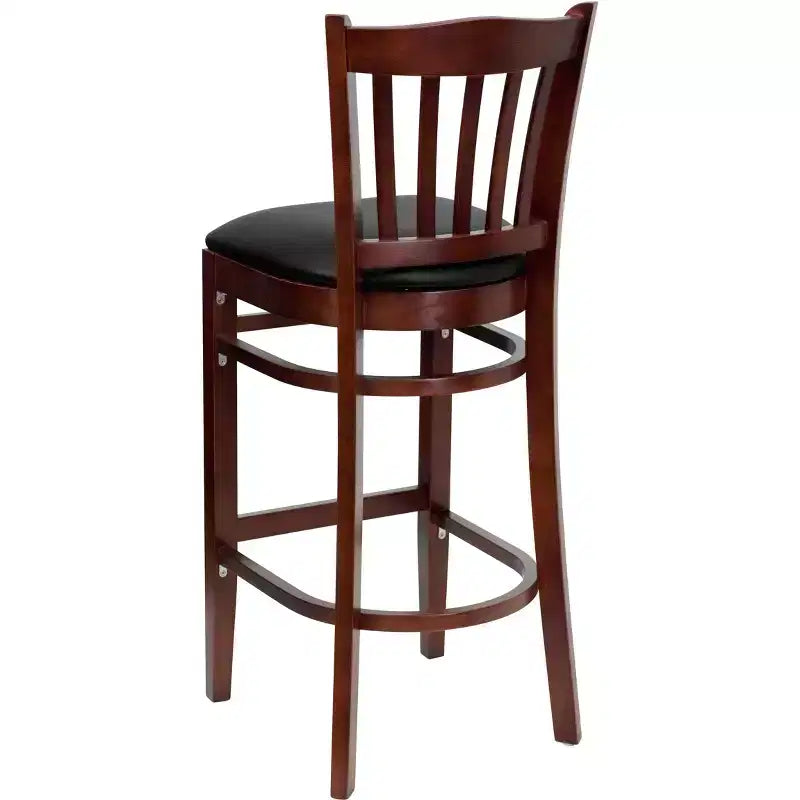 Emma and Oliver 2 Pack Vertical Slat Back Wooden Restaurant Barstool