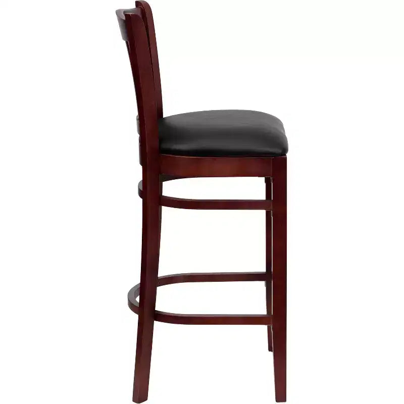 Emma and Oliver 2 Pack Vertical Slat Back Wooden Restaurant Barstool