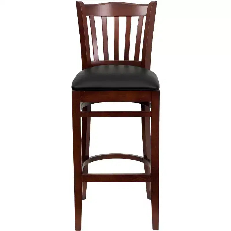 Emma and Oliver 2 Pack Vertical Slat Back Wooden Restaurant Barstool
