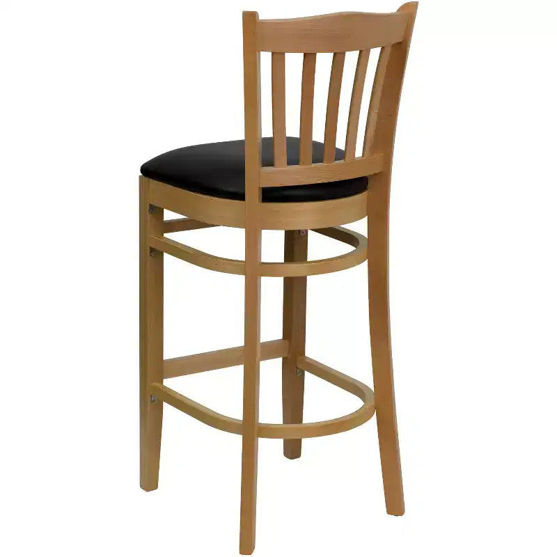 Emma and Oliver 2 Pack Vertical Slat Back Wooden Restaurant Barstool