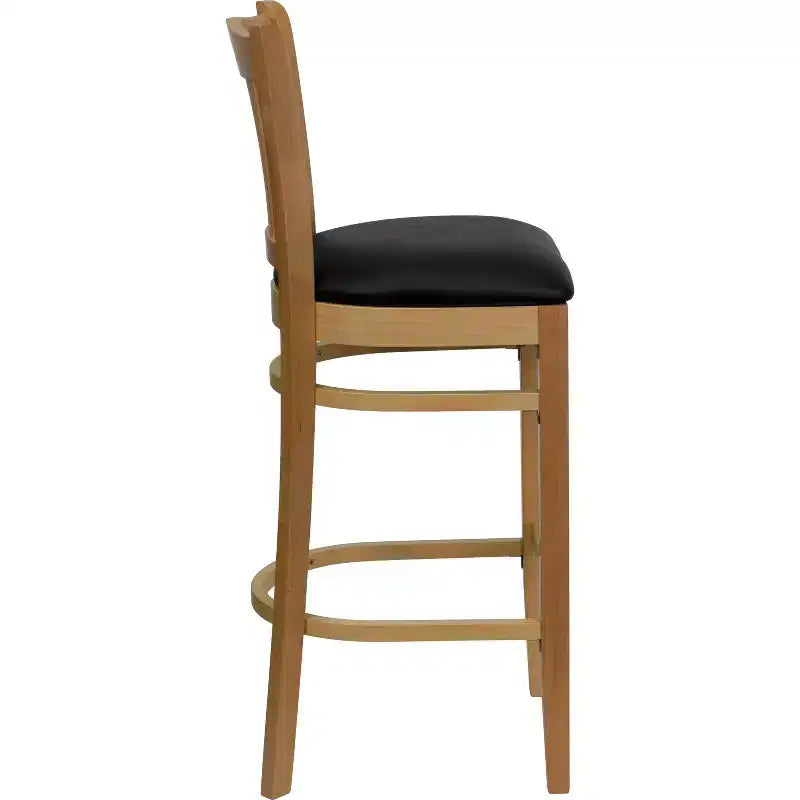 Emma and Oliver 2 Pack Vertical Slat Back Wooden Restaurant Barstool