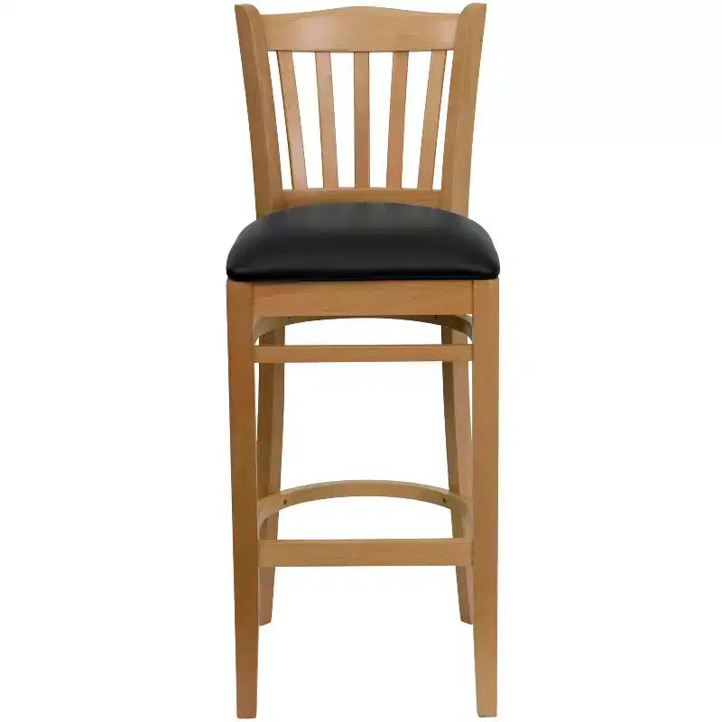 Emma and Oliver 2 Pack Vertical Slat Back Wooden Restaurant Barstool