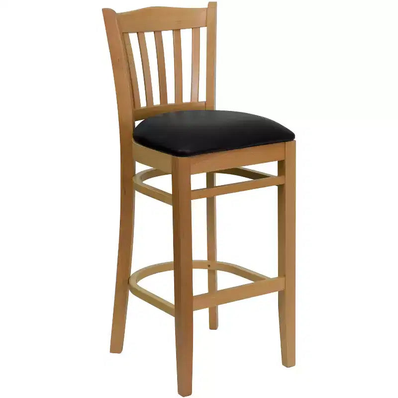Emma and Oliver 2 Pack Vertical Slat Back Wooden Restaurant Barstool