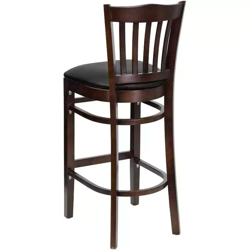 Emma and Oliver 2 Pack Vertical Slat Back Wooden Restaurant Barstool