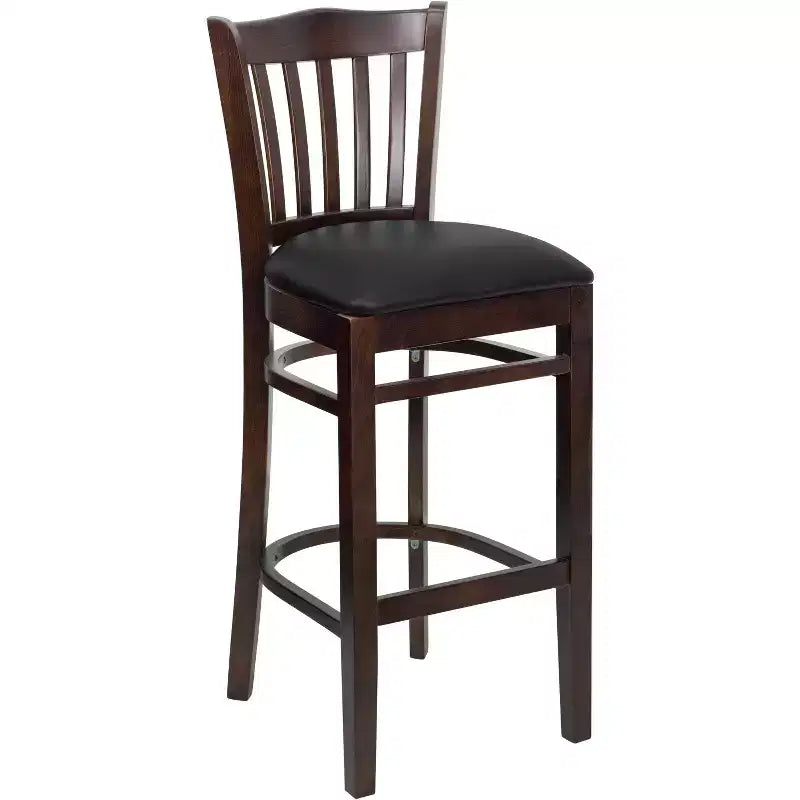 Emma and Oliver 2 Pack Vertical Slat Back Wooden Restaurant Barstool