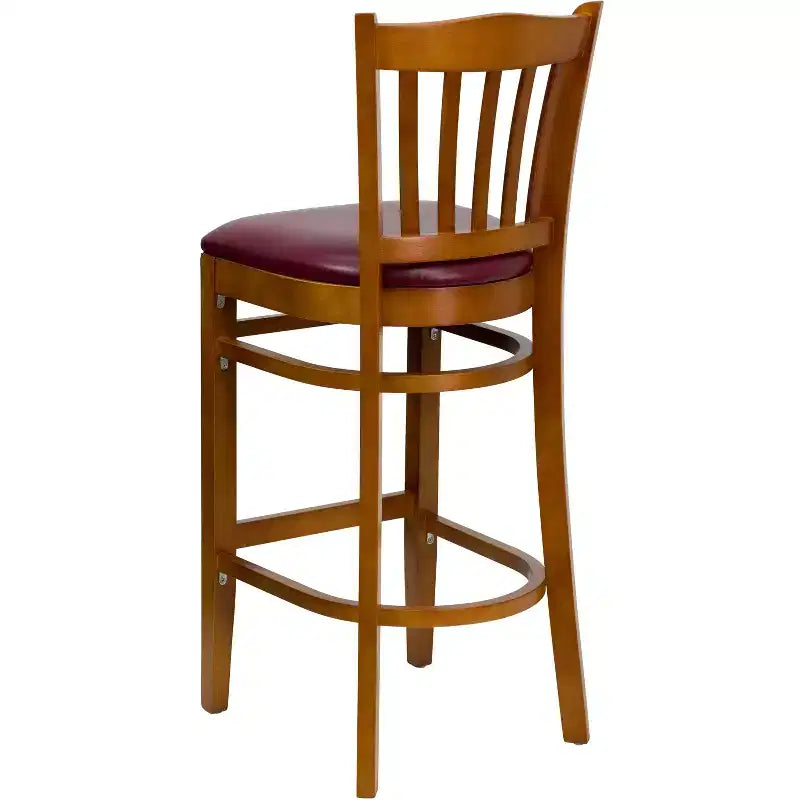 Emma and Oliver 2 Pack Vertical Slat Back Wooden Restaurant Barstool
