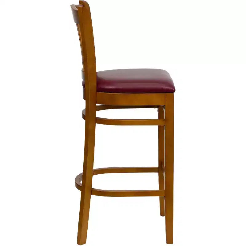 Emma and Oliver 2 Pack Vertical Slat Back Wooden Restaurant Barstool