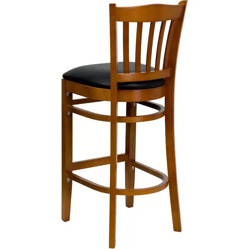Emma and Oliver 2 Pack Vertical Slat Back Wooden Restaurant Barstool