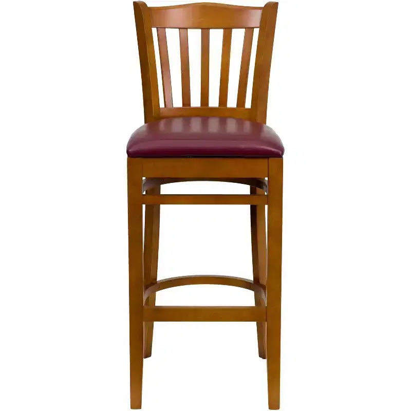 Emma and Oliver 2 Pack Vertical Slat Back Wooden Restaurant Barstool