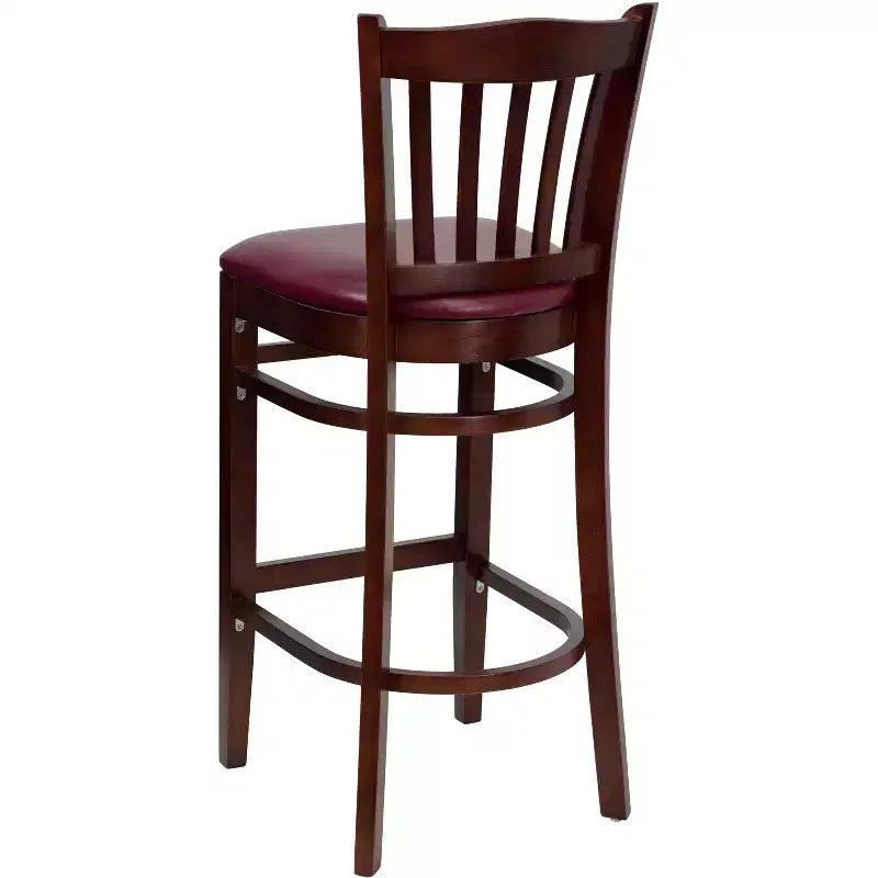 Emma and Oliver 2 Pack Vertical Slat Back Wooden Restaurant Barstool
