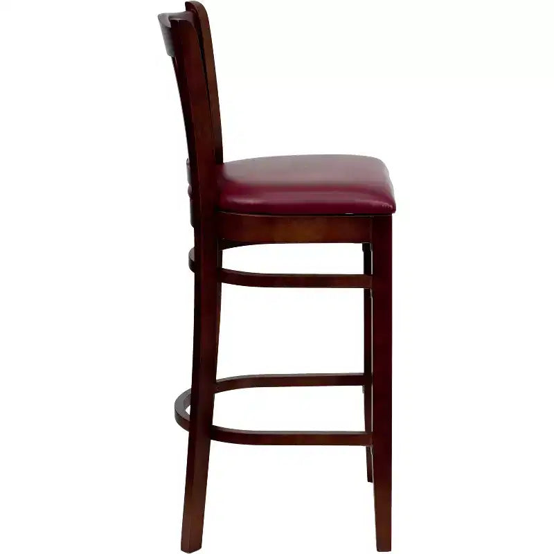 Emma and Oliver 2 Pack Vertical Slat Back Wooden Restaurant Barstool