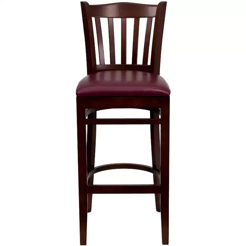 Emma and Oliver 2 Pack Vertical Slat Back Wooden Restaurant Barstool