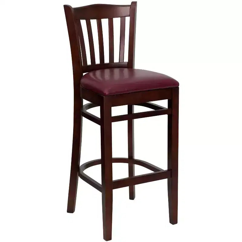 Emma and Oliver 2 Pack Vertical Slat Back Wooden Restaurant Barstool