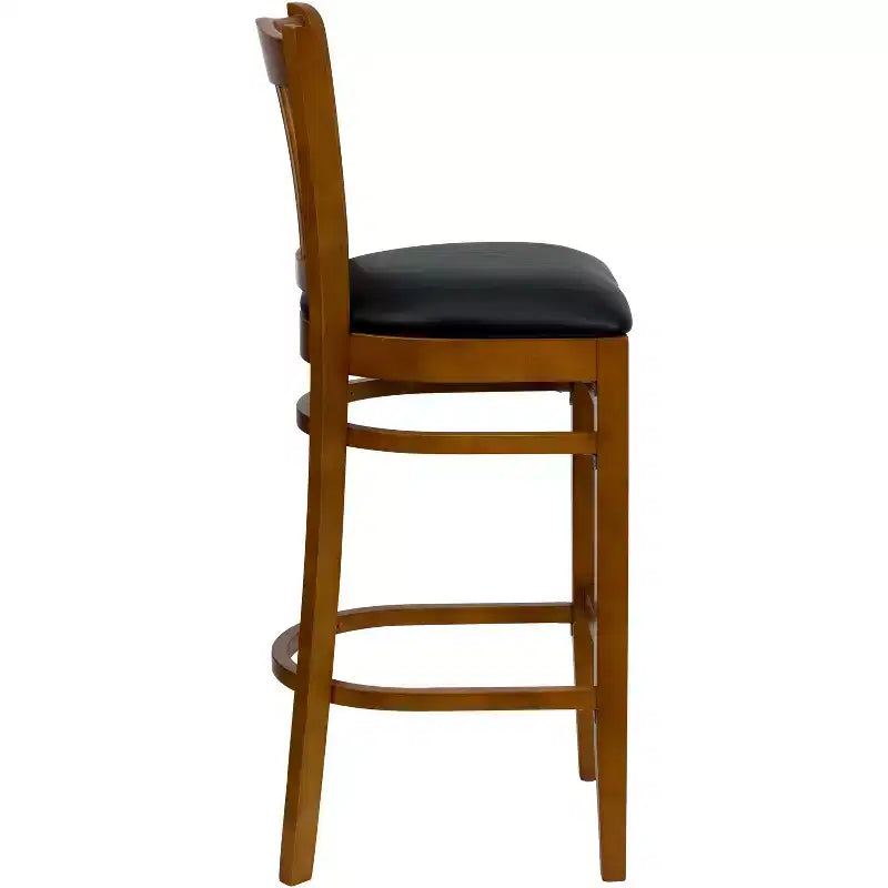 Emma and Oliver 2 Pack Vertical Slat Back Wooden Restaurant Barstool