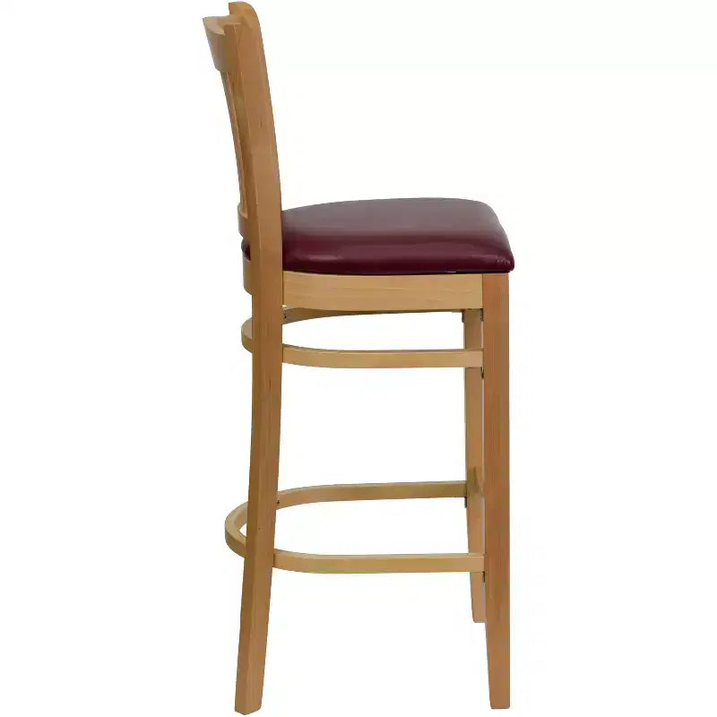 Emma and Oliver 2 Pack Vertical Slat Back Wooden Restaurant Barstool