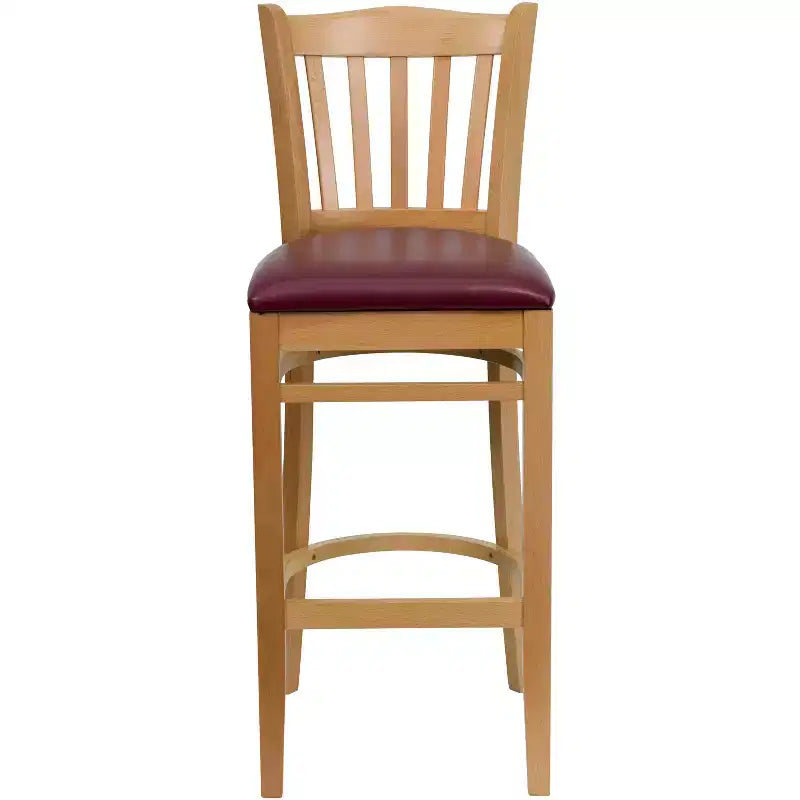Emma and Oliver 2 Pack Vertical Slat Back Wooden Restaurant Barstool