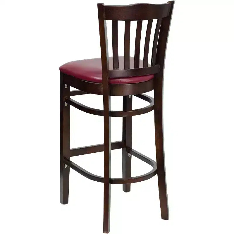 Emma and Oliver 2 Pack Vertical Slat Back Wooden Restaurant Barstool