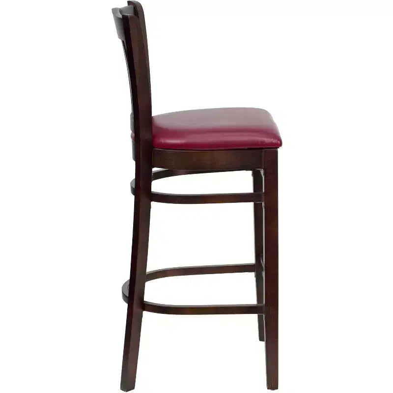 Emma and Oliver 2 Pack Vertical Slat Back Wooden Restaurant Barstool