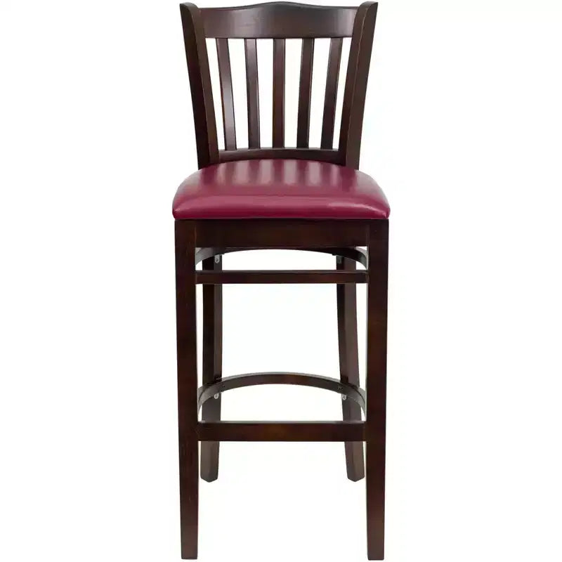 Emma and Oliver 2 Pack Vertical Slat Back Wooden Restaurant Barstool