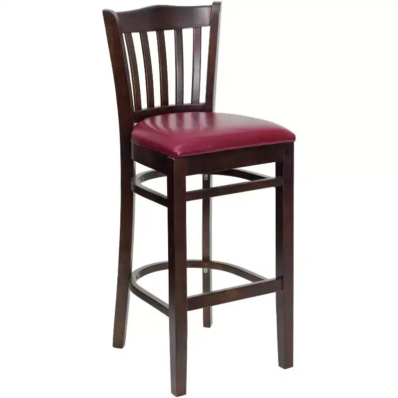 Emma and Oliver 2 Pack Vertical Slat Back Wooden Restaurant Barstool