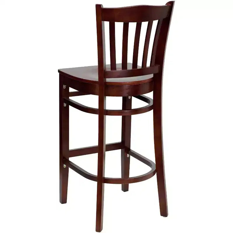 Emma and Oliver 2 Pack Vertical Slat Back Wooden Restaurant Barstool