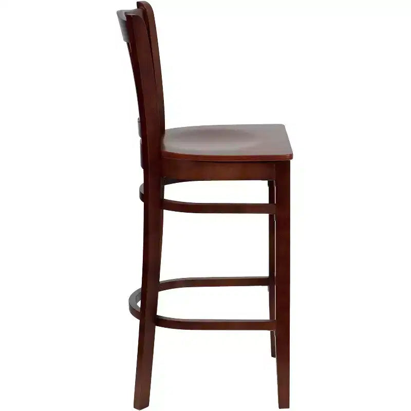 Emma and Oliver 2 Pack Vertical Slat Back Wooden Restaurant Barstool