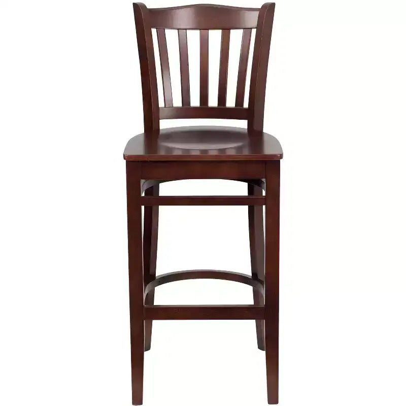 Emma and Oliver 2 Pack Vertical Slat Back Wooden Restaurant Barstool