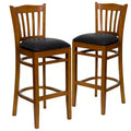 Emma and Oliver 2 Pack Vertical Slat Back Wooden Restaurant Barstool