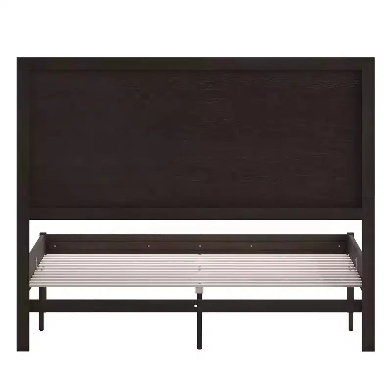 Merrick Lane Solid Wood Platform Bed with Wooden Slats and Headboard, No Box Spring Needed