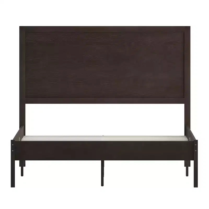 Merrick Lane Solid Wood Platform Bed with Wooden Slats and Headboard, No Box Spring Needed
