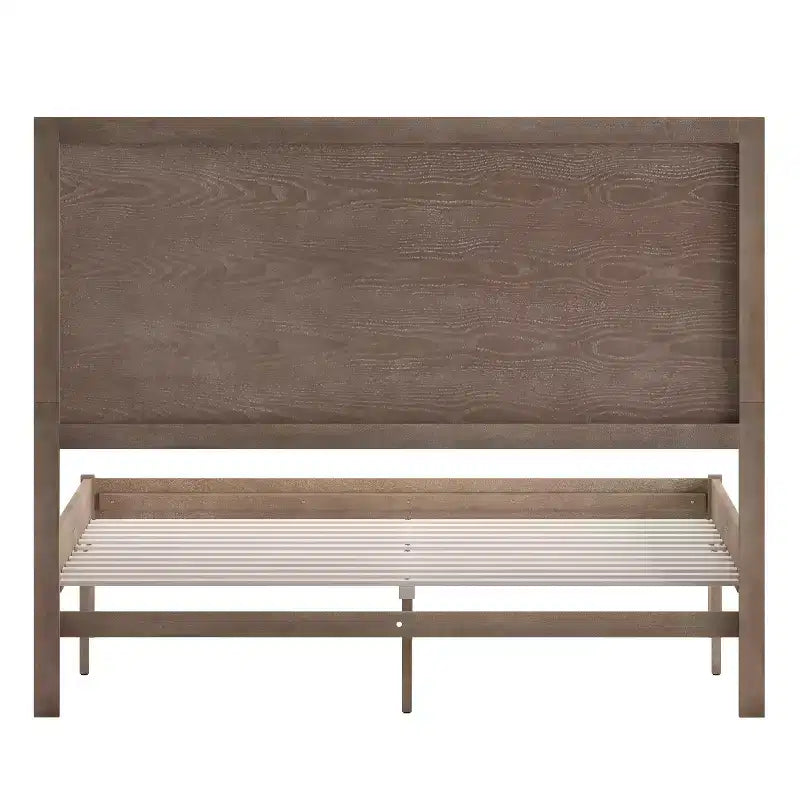 Merrick Lane Solid Wood Platform Bed with Wooden Slats and Headboard, No Box Spring Needed