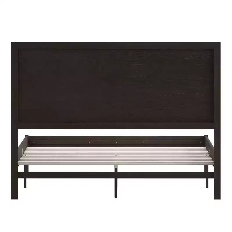 Merrick Lane Solid Wood Platform Bed with Wooden Slats and Headboard, No Box Spring Needed