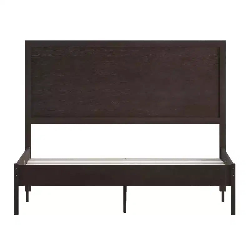 Merrick Lane Solid Wood Platform Bed with Wooden Slats and Headboard, No Box Spring Needed
