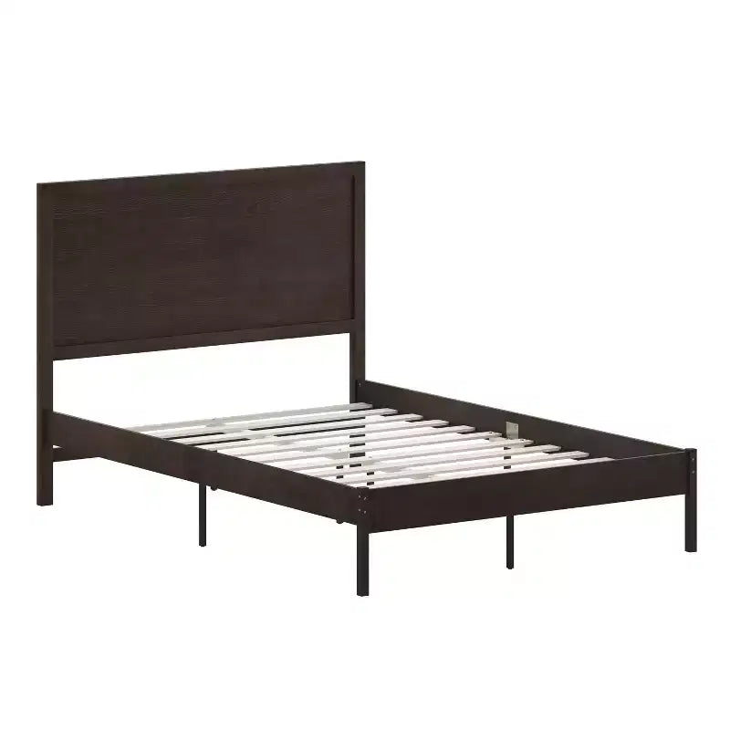 Merrick Lane Solid Wood Platform Bed with Wooden Slats and Headboard, No Box Spring Needed