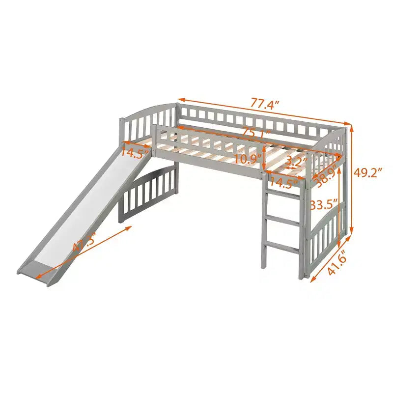 Twin Size Loft Bed with Slide and Ladder - ModernLuxe