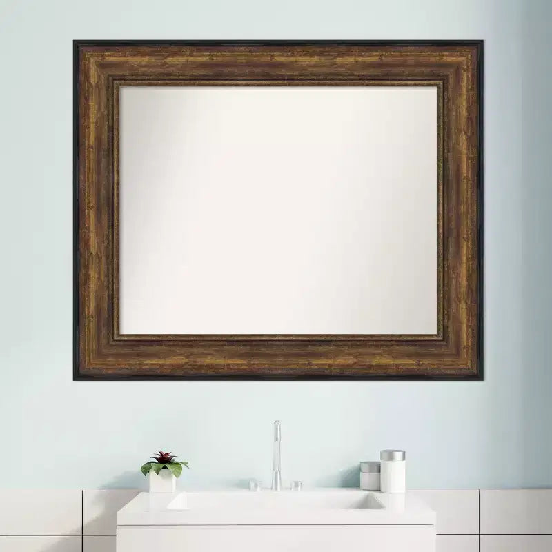 Amanti Art Ballroom Bronze Non-Beveled Bathroom Wall Mirror