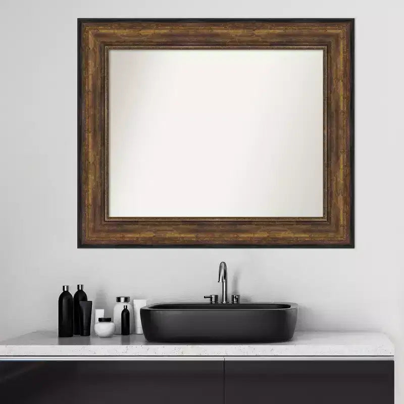 Amanti Art Ballroom Bronze Non-Beveled Bathroom Wall Mirror