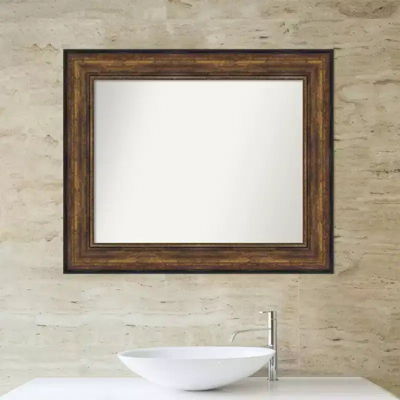 Amanti Art Ballroom Bronze Non-Beveled Bathroom Wall Mirror