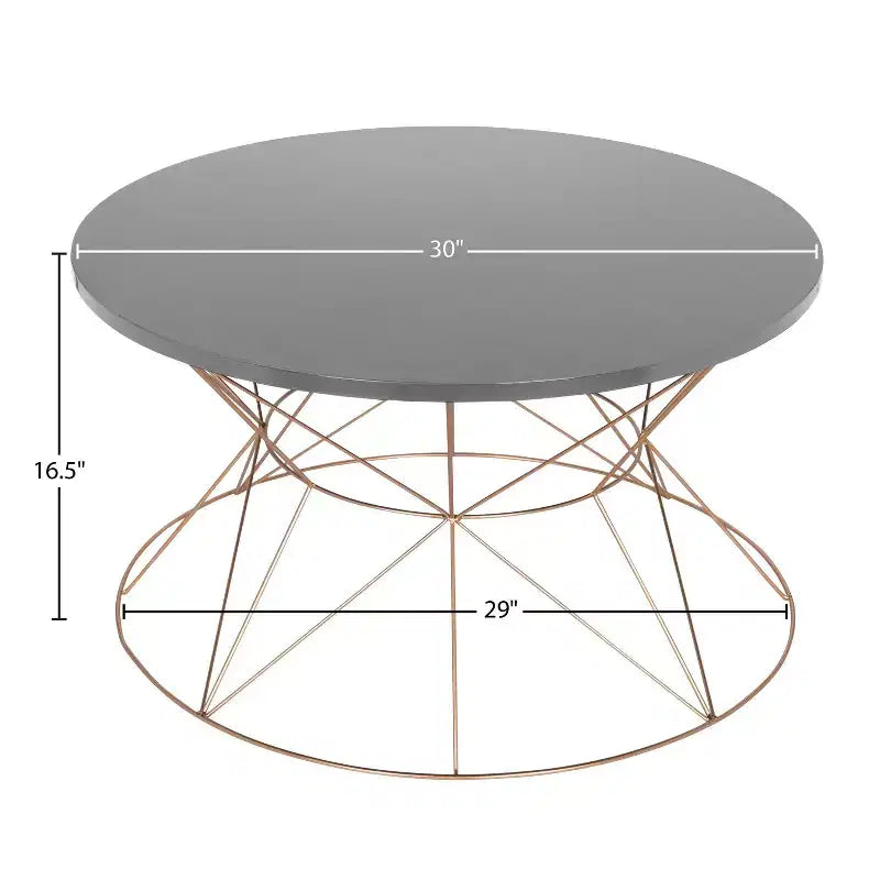 Kate and Laurel Mendel Round Metal Coffee Table, 30x30x17, Gray and Rose Gold