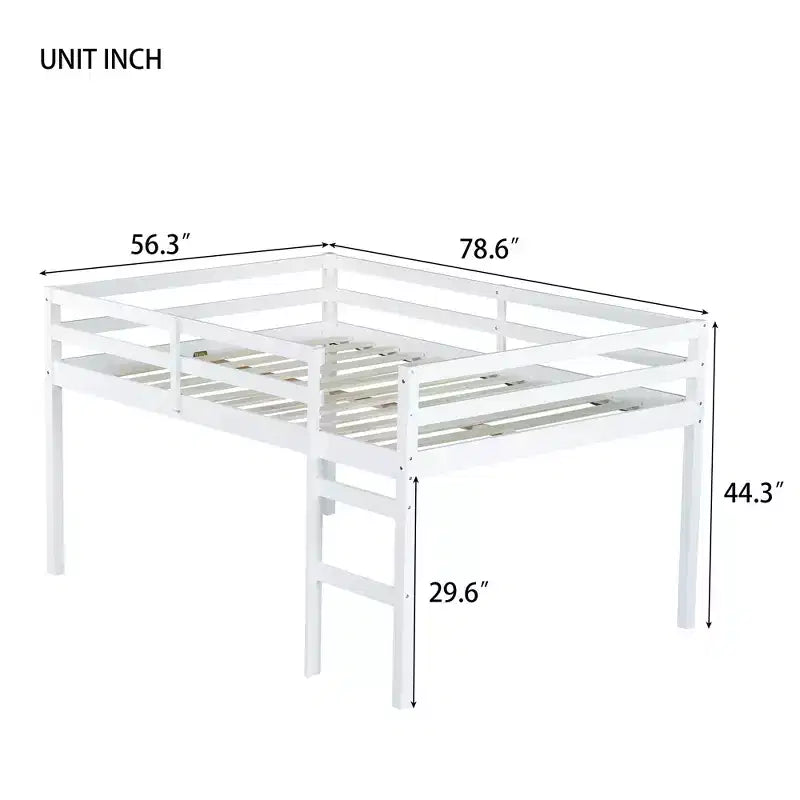 Full Size Wood Loft Bed with Ladder-ModernLuxe