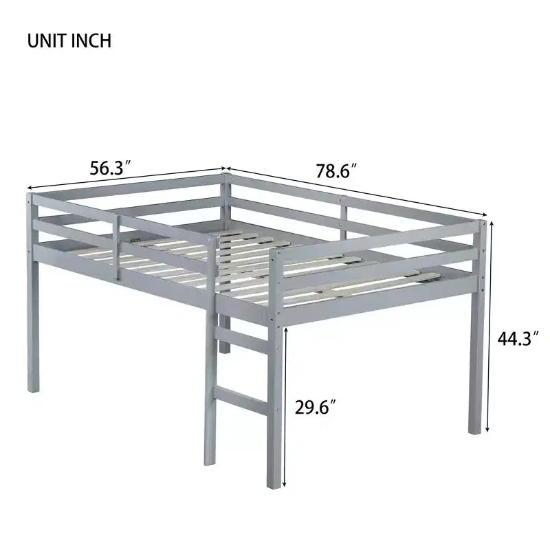 Full Size Wood Loft Bed with Ladder-ModernLuxe
