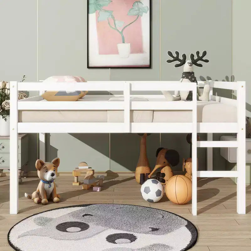 Full Size Wood Loft Bed with Ladder-ModernLuxe