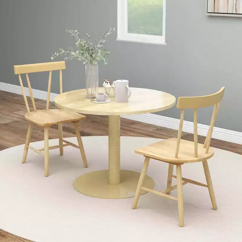 Costway Dining Chairs Set of 2 Windsor Chairs Wood Armless Chairs with Solid Rubber Wood Black/White/Natural