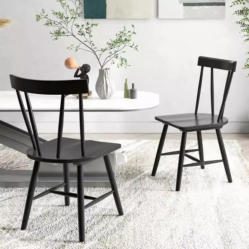 Costway Dining Chairs Set of 2 Windsor Chairs Wood Armless Chairs with Solid Rubber Wood Black/White/Natural
