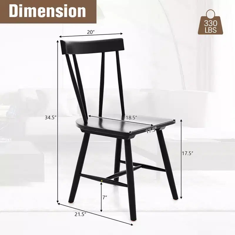 Costway Dining Chairs Set of 2 Windsor Chairs Wood Armless Chairs with Solid Rubber Wood Black/White/Natural
